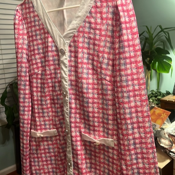 Shein large inspired dress, pink, white plaid, faux buttons? New - Picture 4 of 7
